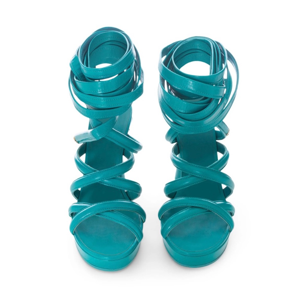 CHANEL Turquoise Platform Sandals - Picture 3 of 10